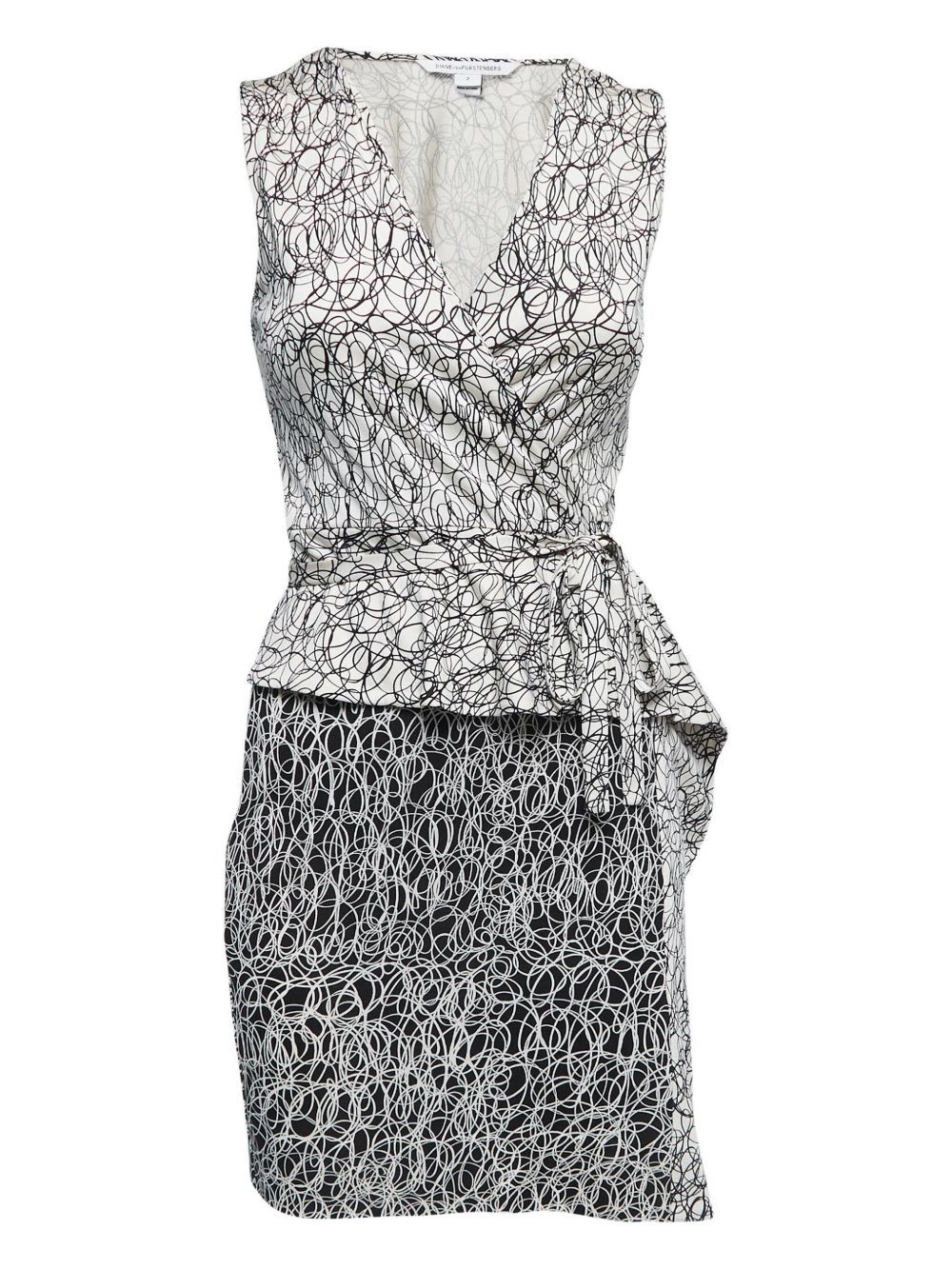 Diane Von Furstenberg DVF Mililani Wrap Scribble print Silk Jersey Dress